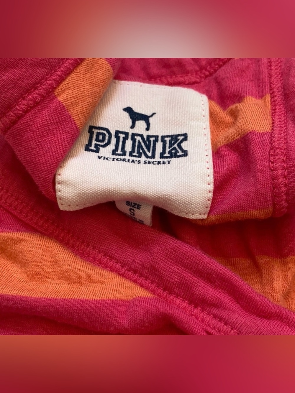 PINK Y2K Babydoll Racerback Button Tank Dress in Pink & Orange Stripes, Small - Picture 6 of 8